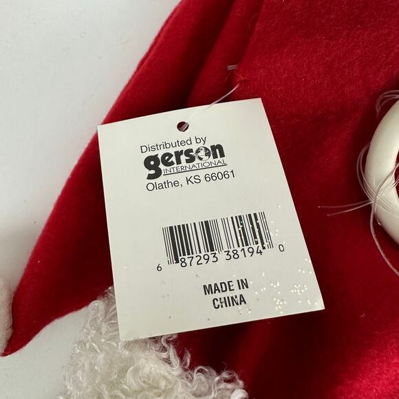 Gerson Int Hanging Christmas Santa Head 16" Red Yule Tidings Fabric Glittered - Picture 11 of 11